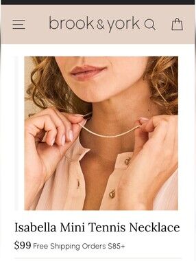 Brook & York Isabella Mini Tennis Necklace - Gold Vermeil